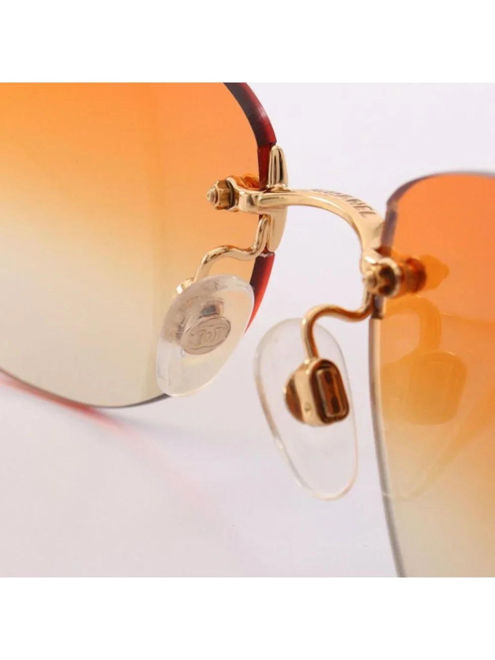 Chanel Sunglasses CC Logo Gradient Lens Rimless Brown Eyewear